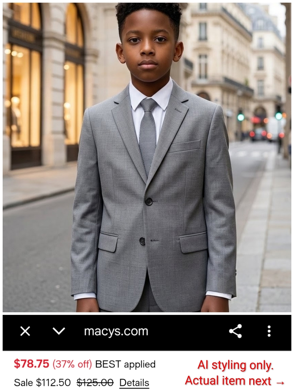 Calvin Klein Boys' Silver/Gray Two-Button Suit Blazer
